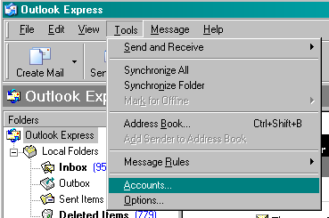 Outlook Express - Click Tools Menu, Then Accounts